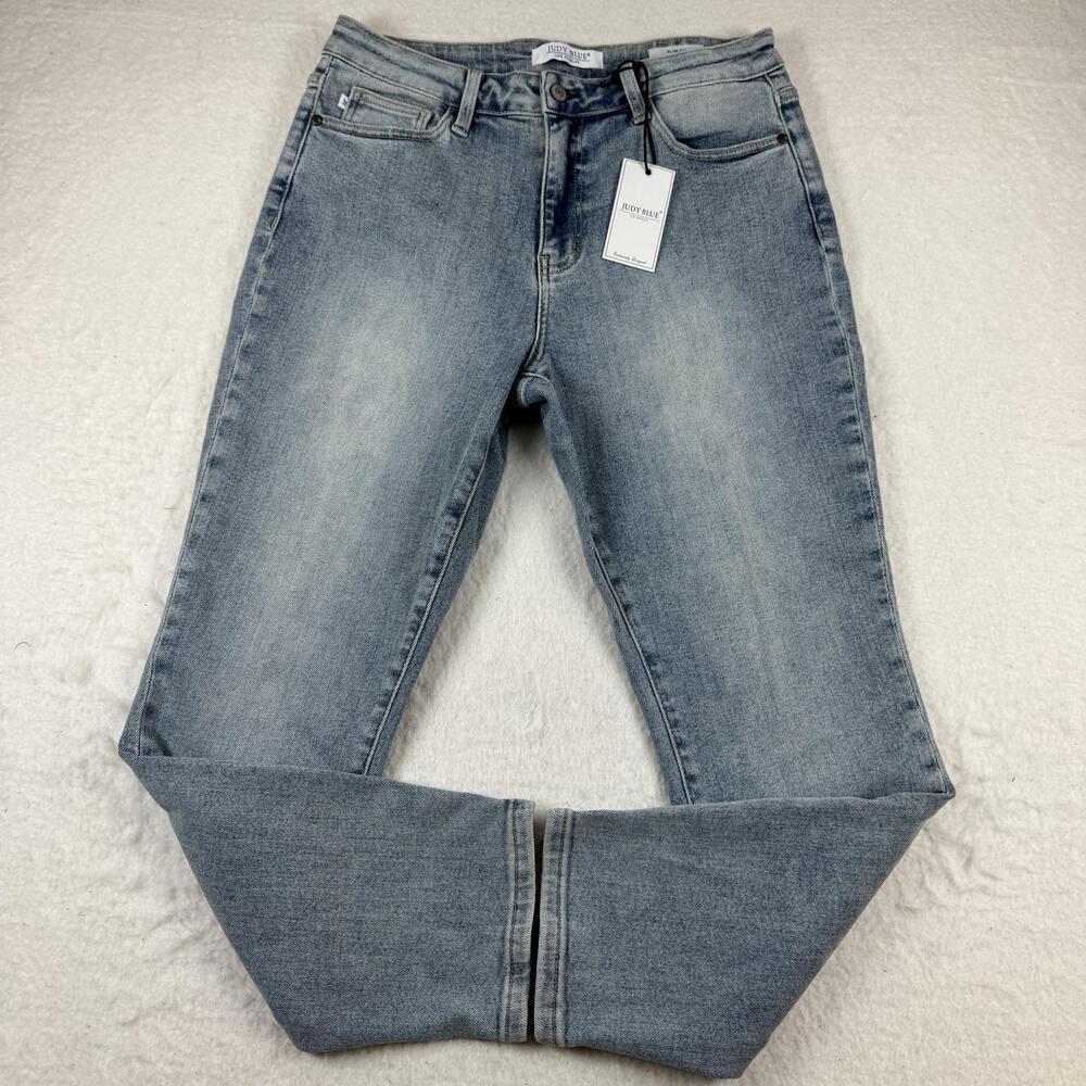 Judy Blue Jeans Womens Size 30 Light Blue Mid Rise Slim Straight Stretch Denim